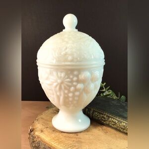 Milk glass Ginger Jar floral